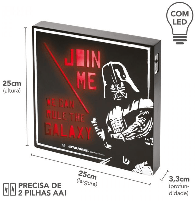 Luminária Quadro Star Wars Império Darth Vader