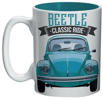 Mini Caneca Porcelana VW Beetle Classic Ride Branca