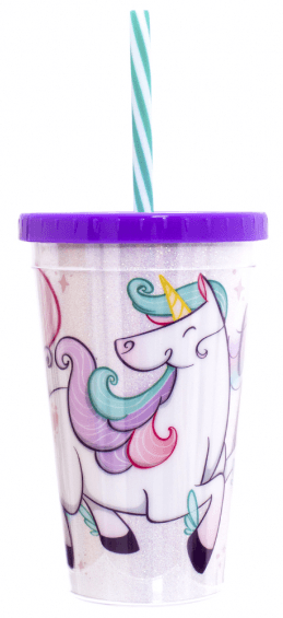Mini Copo com Canudo - Unicórnio