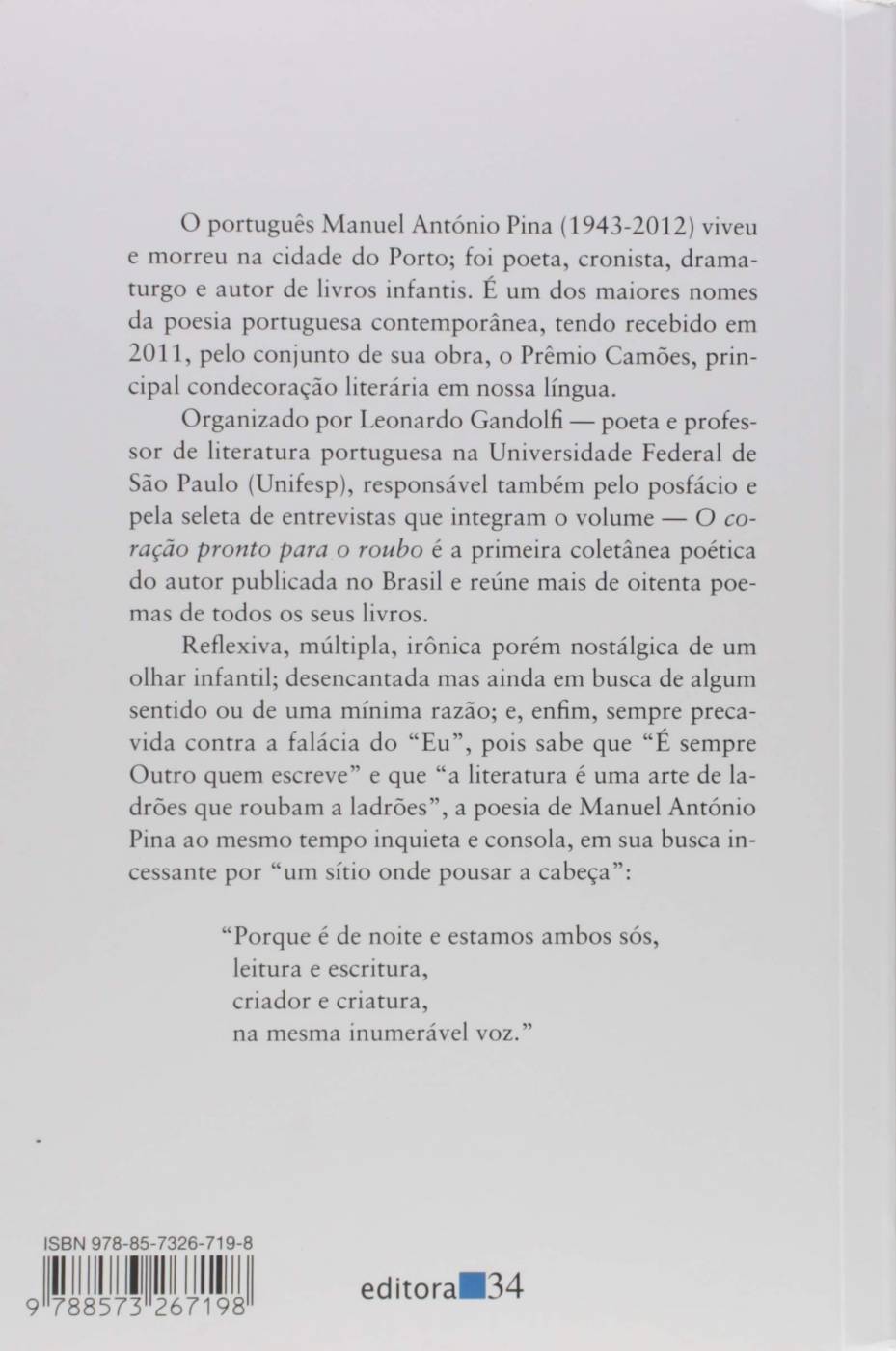 O Coração Pronto Para o Roubo - Poemas Escolhidos - Manuel António Pina