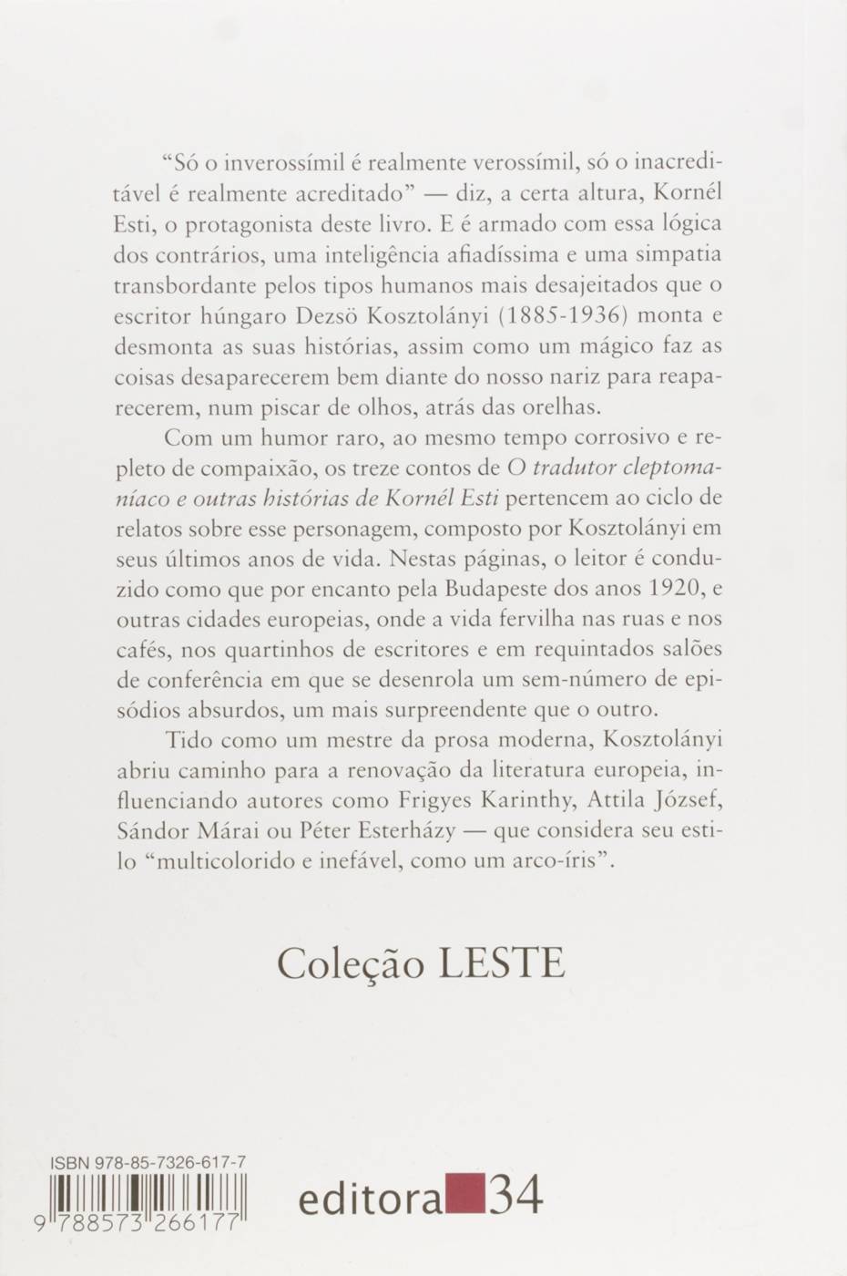 O Tradutor Cleptomaníaco e Outras Histórias de Kornél Esti - Dezsö Kosztolányi
