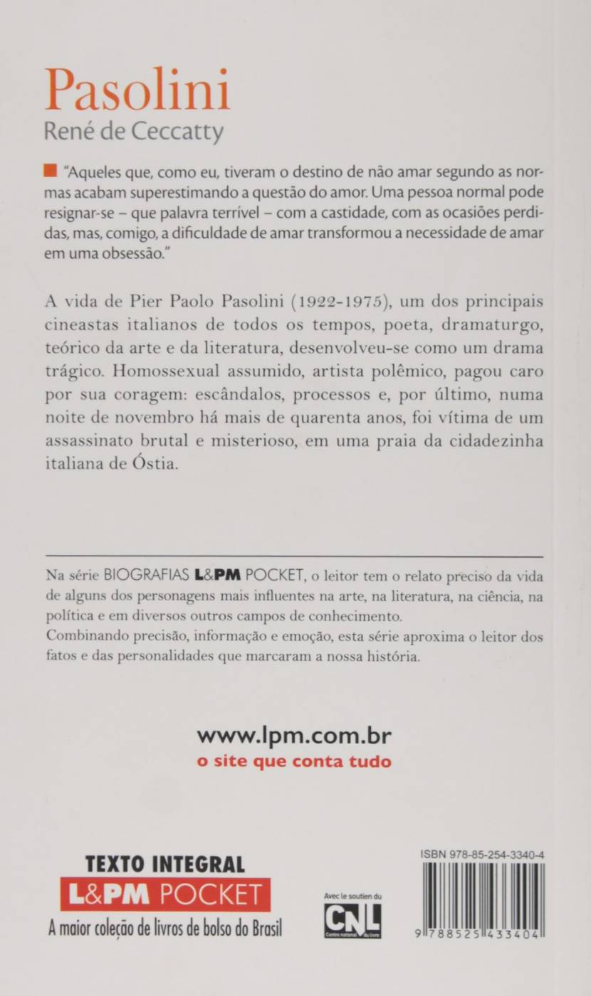 Pasolini  - René de Ceccatty - Edição de Bolso