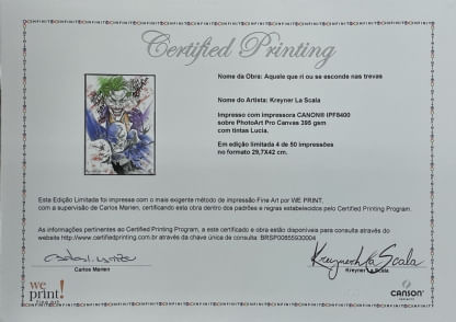 Print do Artista Kreyner La Scala - Aquele Que Ri ou Se Esconde nas Trevas