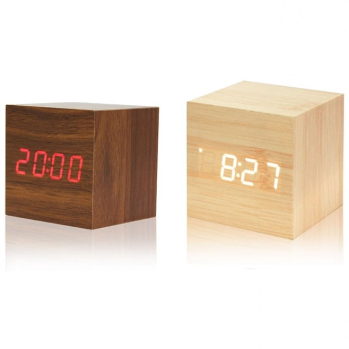 Relógio de Madeira Quadrado - Tabaco