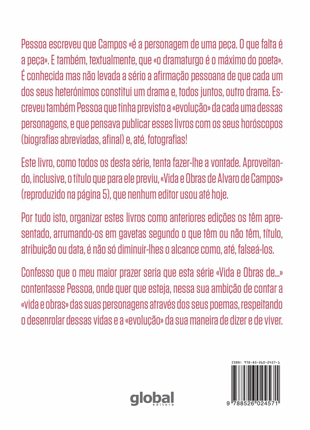 Vida e Obras do Engenheiro Álvaro de Campos  - Fernando Pessoa